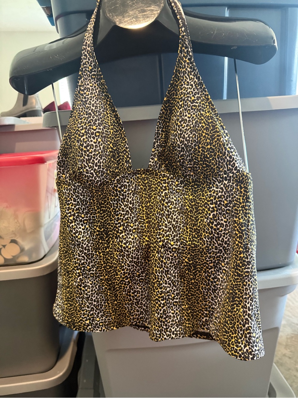 Leopard Print Halter Tank Top - Yellow/Black p76